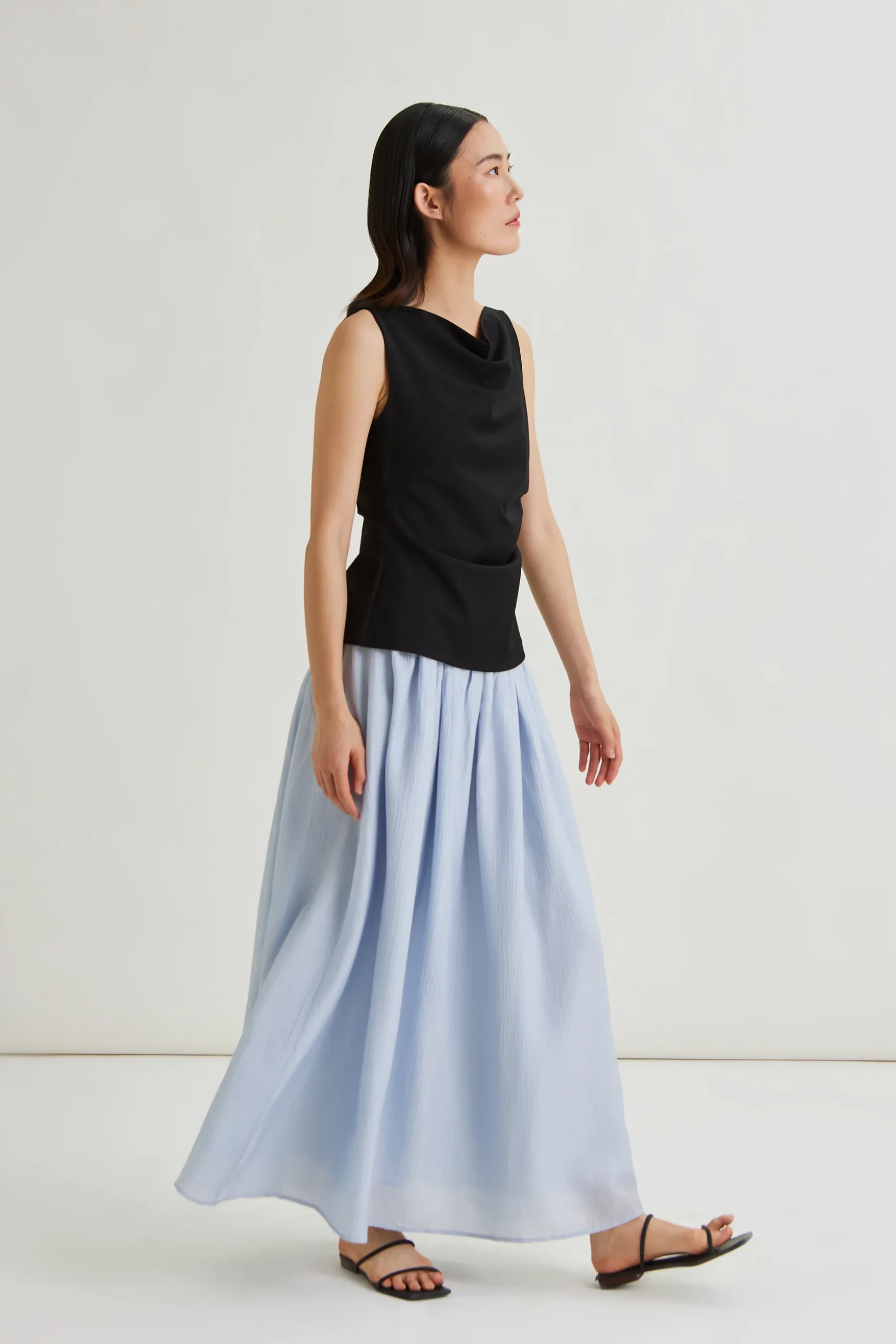 Crinkled Viscose Maxi Skirt