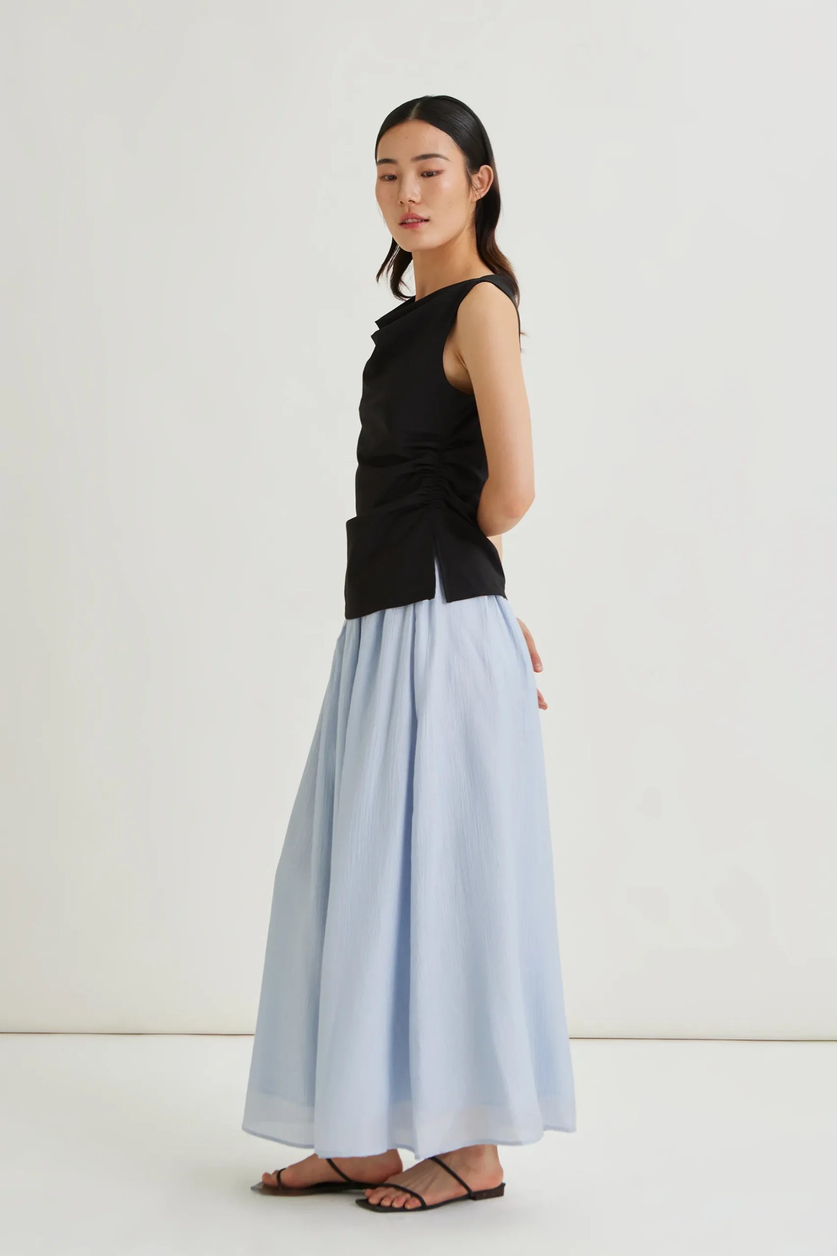 Crinkled Viscose Maxi Skirt