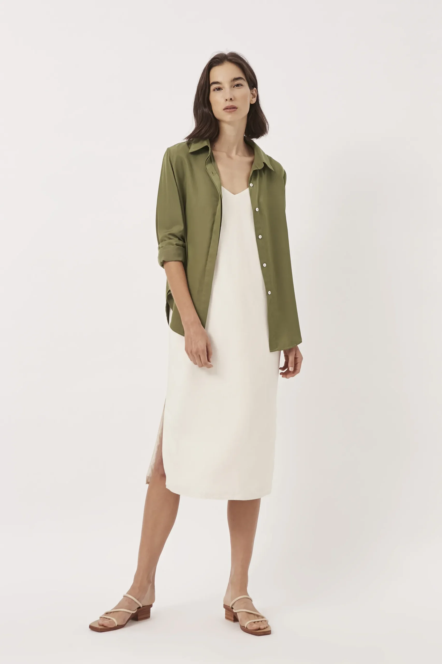 Curved Hem Rayon Shirt