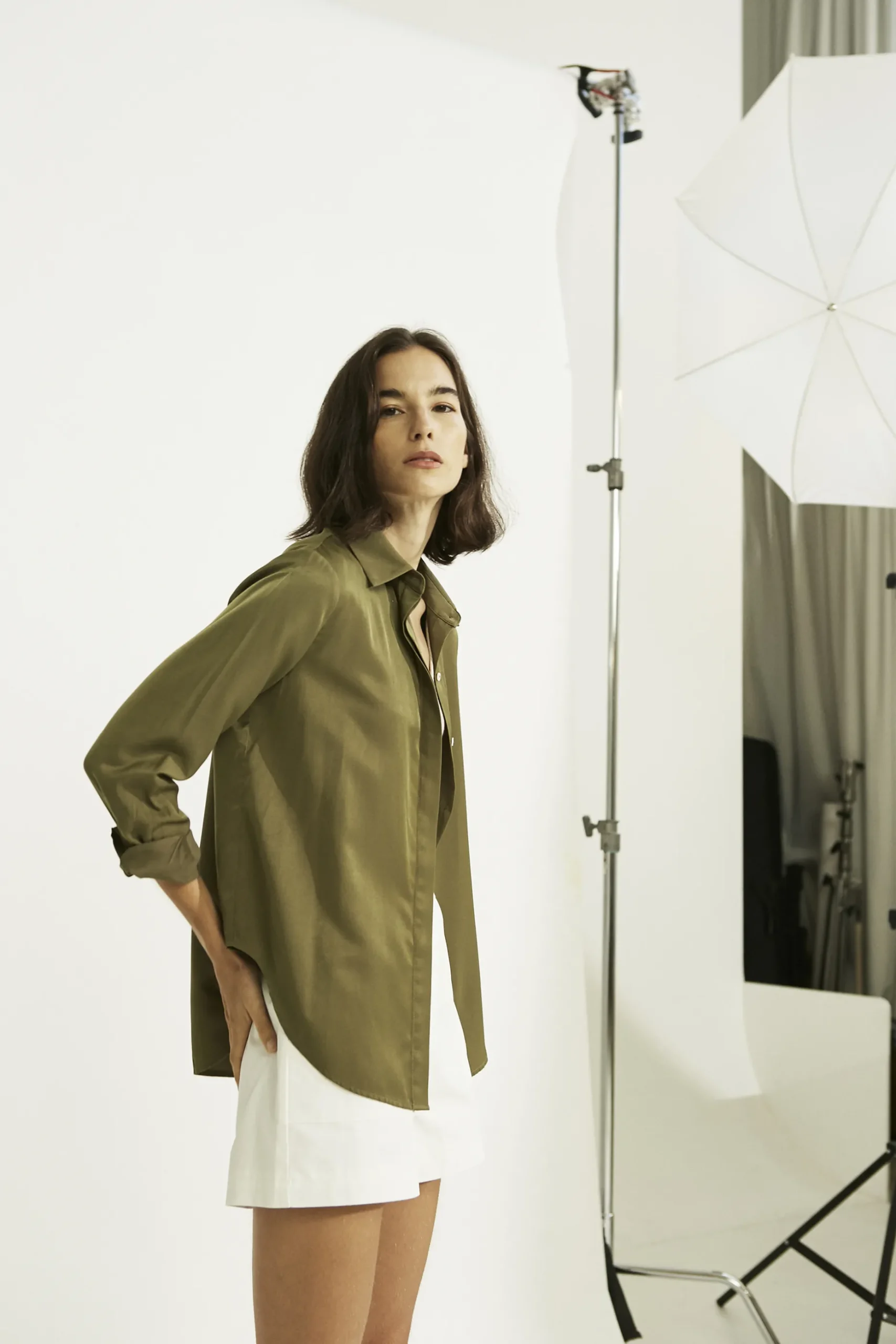 Curved Hem Rayon Shirt
