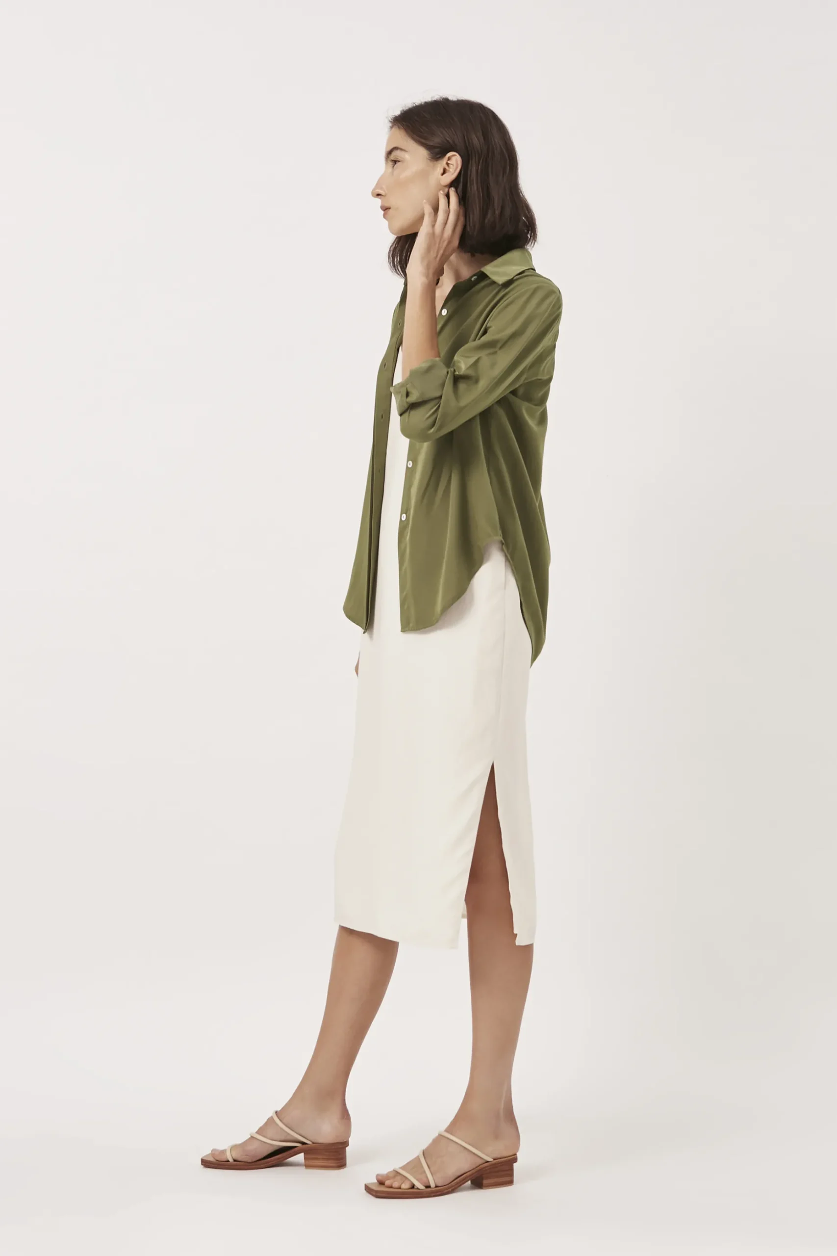 Curved Hem Rayon Shirt