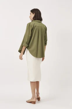 Curved Hem Rayon Shirt
