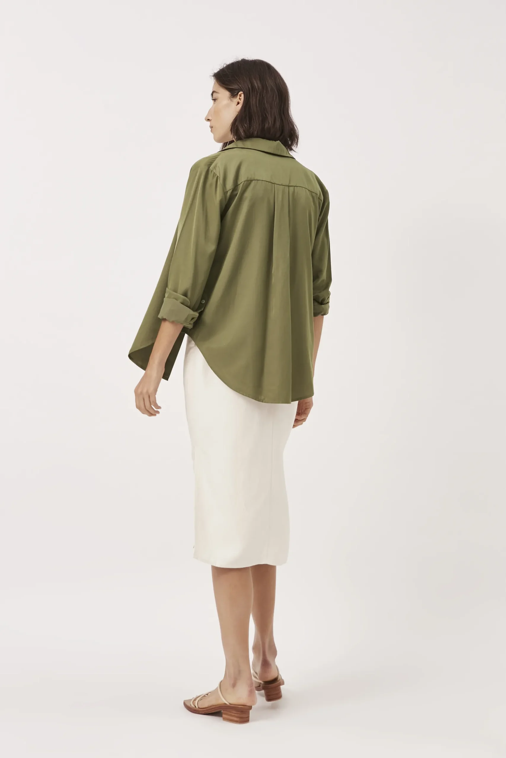 Curved Hem Rayon Shirt