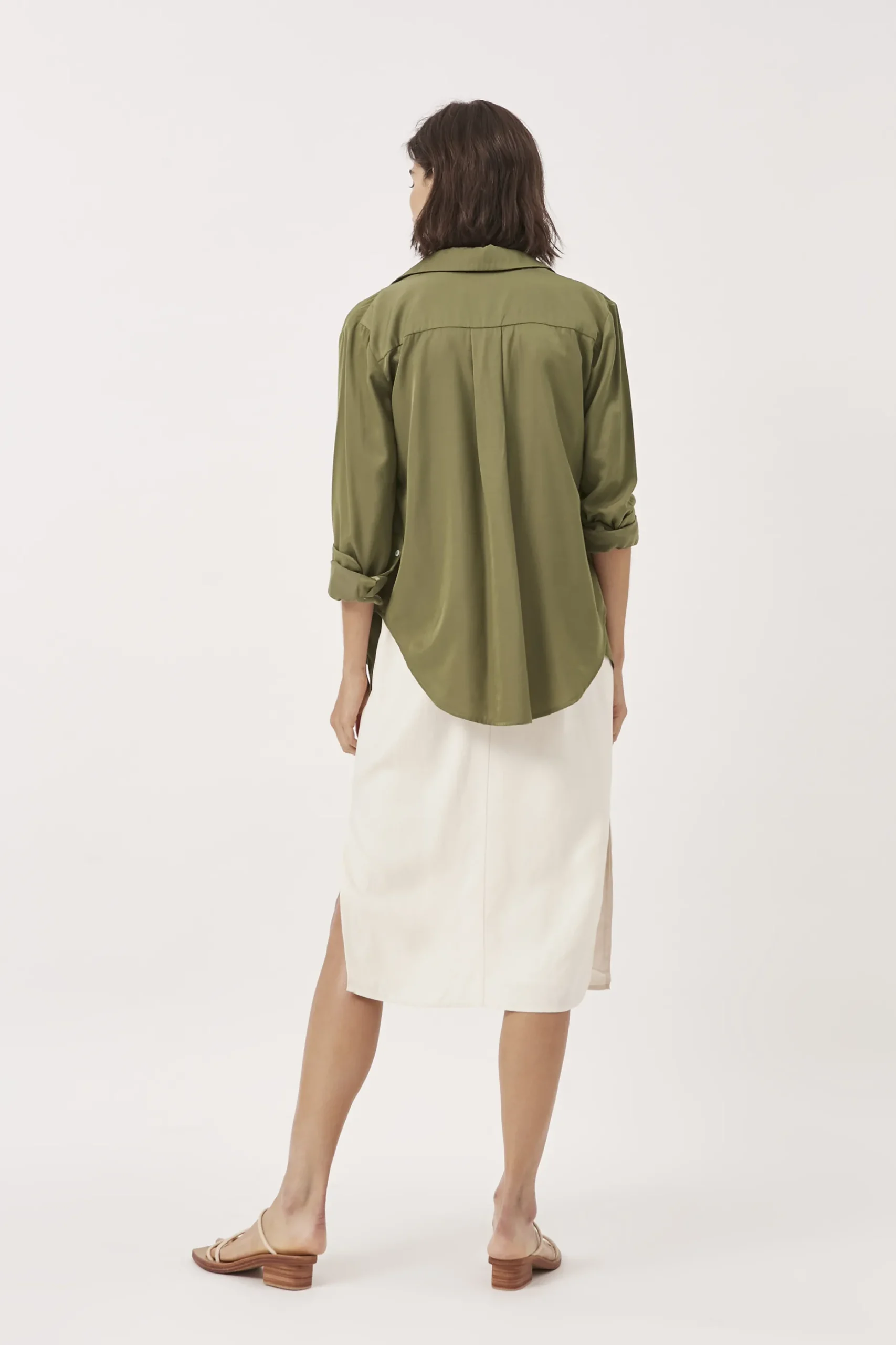 Curved Hem Rayon Shirt