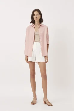 Curved Hem Rayon Shirt