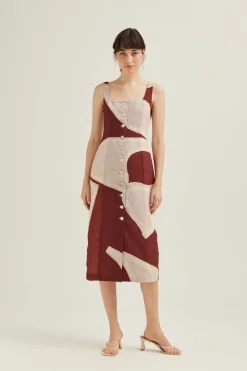 Dialogue Button-Down Vest Dress