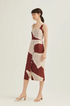 Dialogue Button-Down Vest Dress