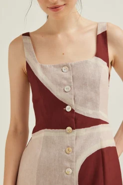 Dialogue Button-Down Vest Dress