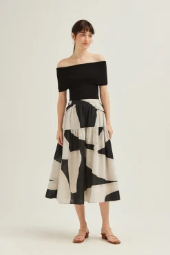 Dialogue Tiered Midi Skirt