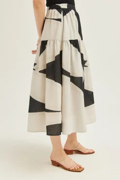 Dialogue Tiered Midi Skirt