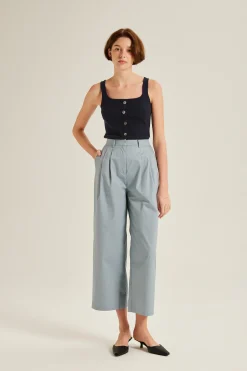 Double Pleat Cotton Pants