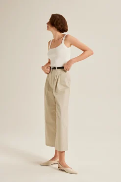 Double Pleat Cotton Pants