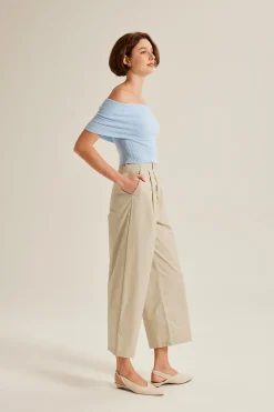 Double Pleat Cotton Pants
