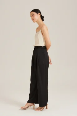 Double Pleat Satin Pants