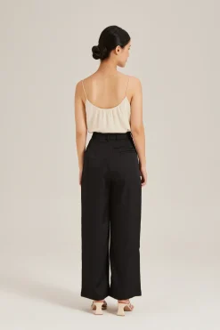 Double Pleat Satin Pants