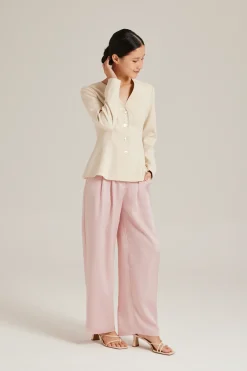 Double Pleat Satin Pants