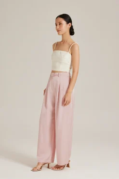 Double Pleat Satin Pants