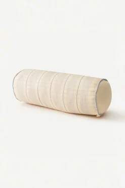 Embroidered Plaid Mini Bolster Cover