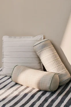 Embroidered Plaid Mini Bolster Cover
