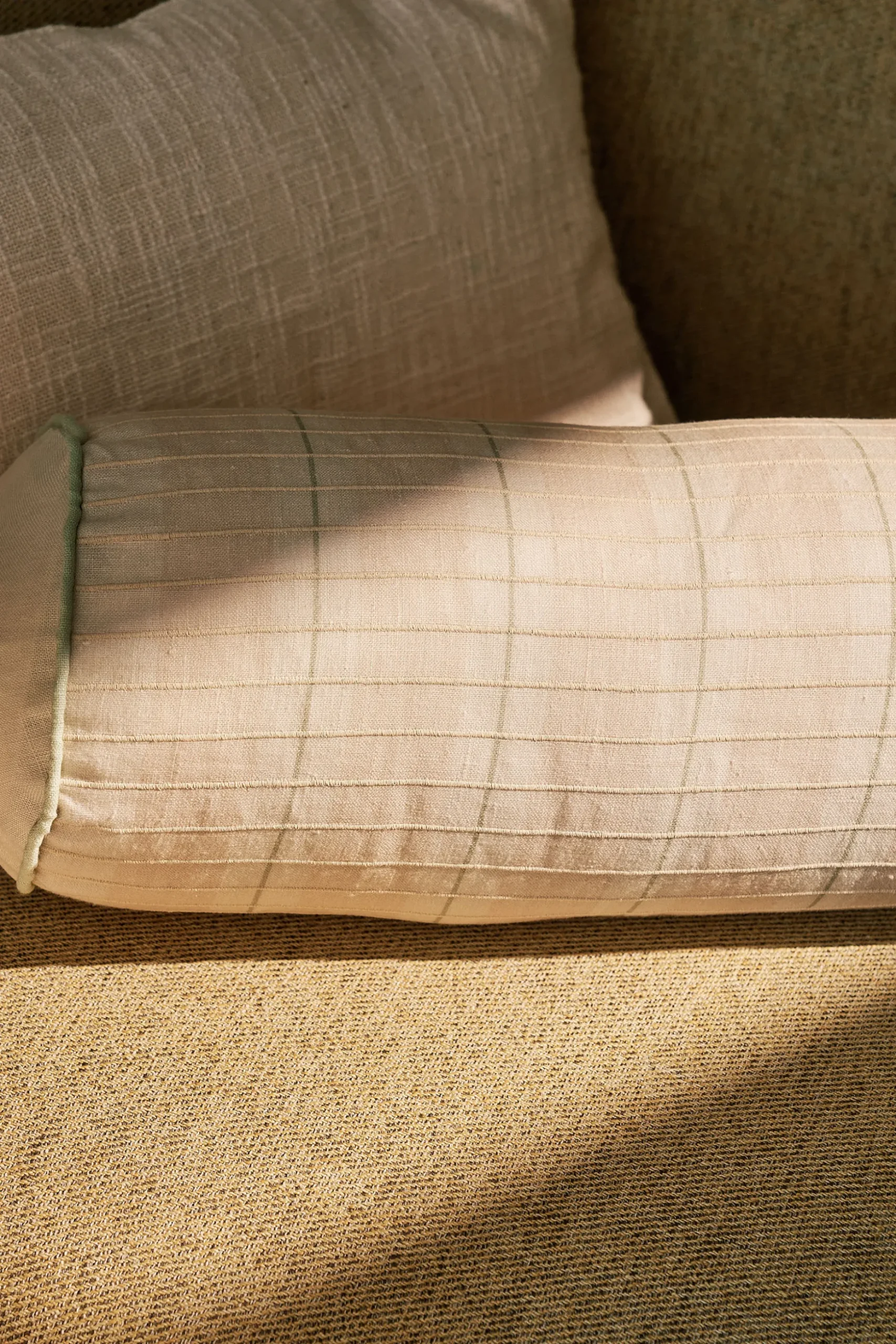 Embroidered Plaid Mini Bolster Cover