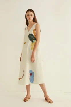 Fragments Cotton Midi Dress