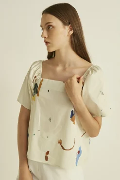 Fragments Cotton Square-Neck Top