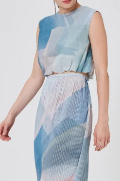 Frame Pleated Column Midi Skirt