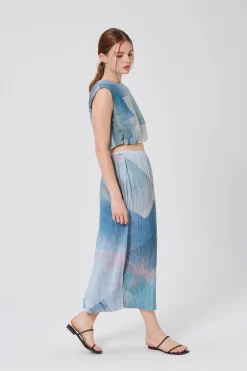 Frame Pleated Column Midi Skirt