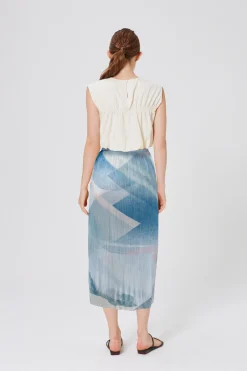 Frame Pleated Column Midi Skirt
