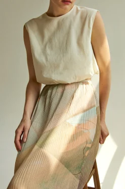 Frame Pleated Column Midi Skirt
