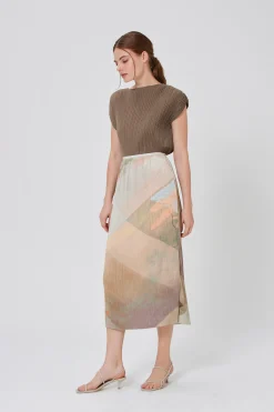 Frame Pleated Column Midi Skirt
