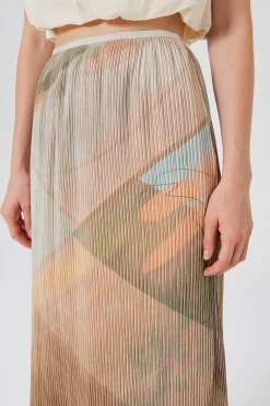 Frame Pleated Column Midi Skirt