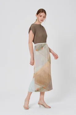 Frame Pleated Column Midi Skirt