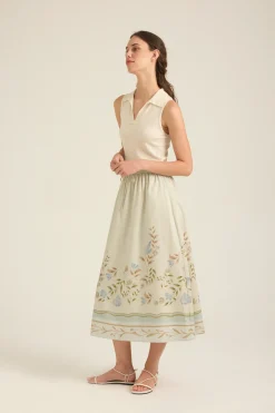 Garden Cotton Midi Skirt