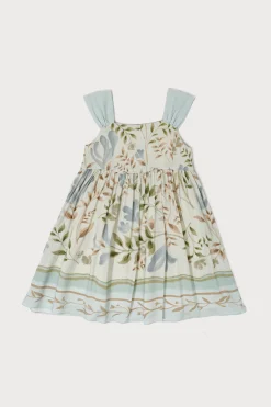 Garden Gathered-Sleeve Dress