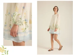 Garden Puff-Sleeve Shift Dress