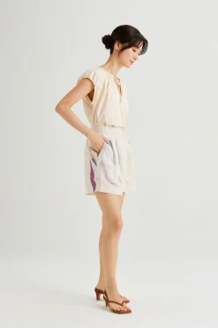 Gathered Cap Sleeve Top