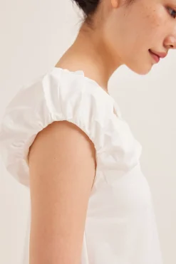 Gathered Cotton Shift Dress