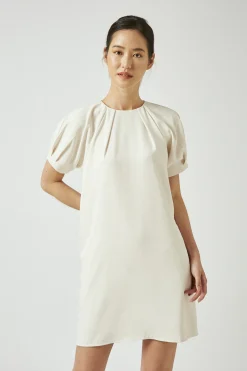 Gathered Crepe Shift Dress