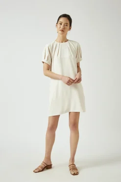 Gathered Crepe Shift Dress