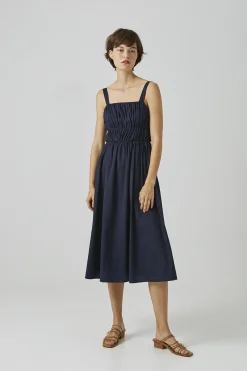 Gathered Seam Midi Dress