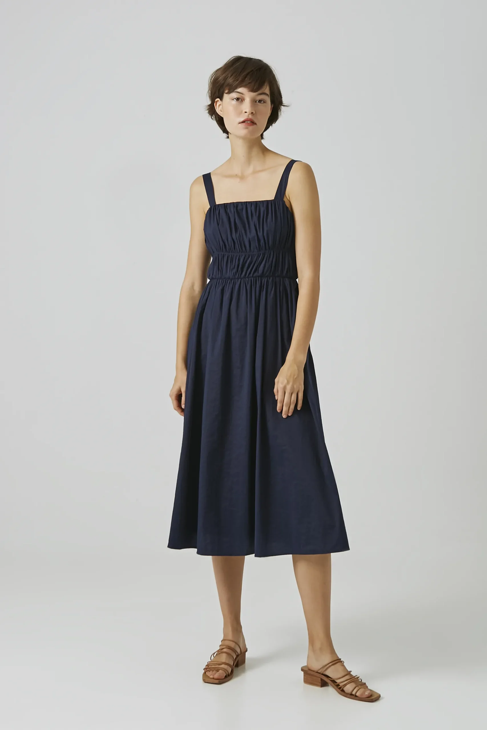 Gathered Seam Midi Dress