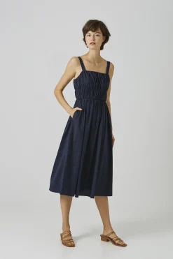 Gathered Seam Midi Dress