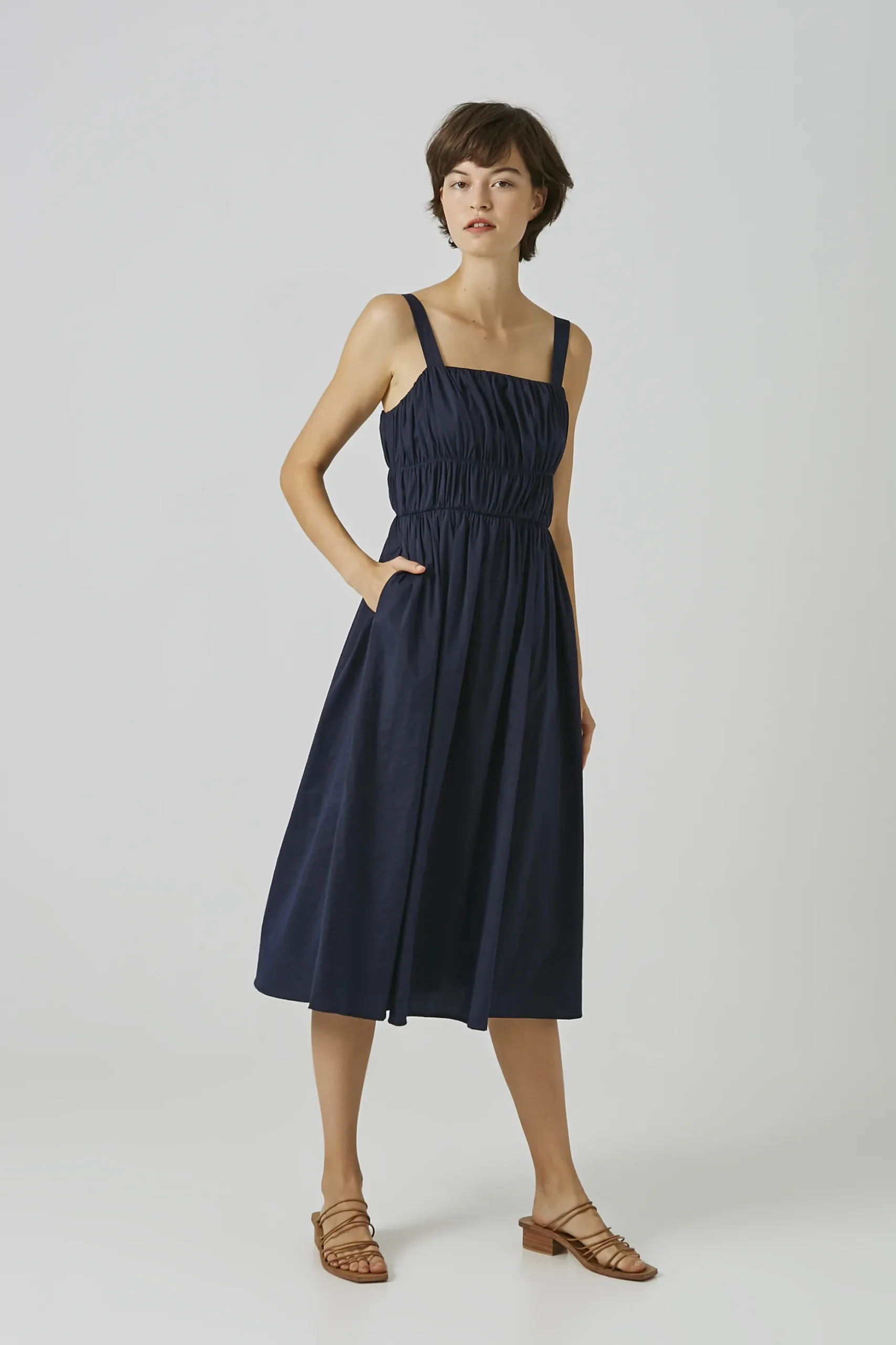 Gathered Seam Midi Dress