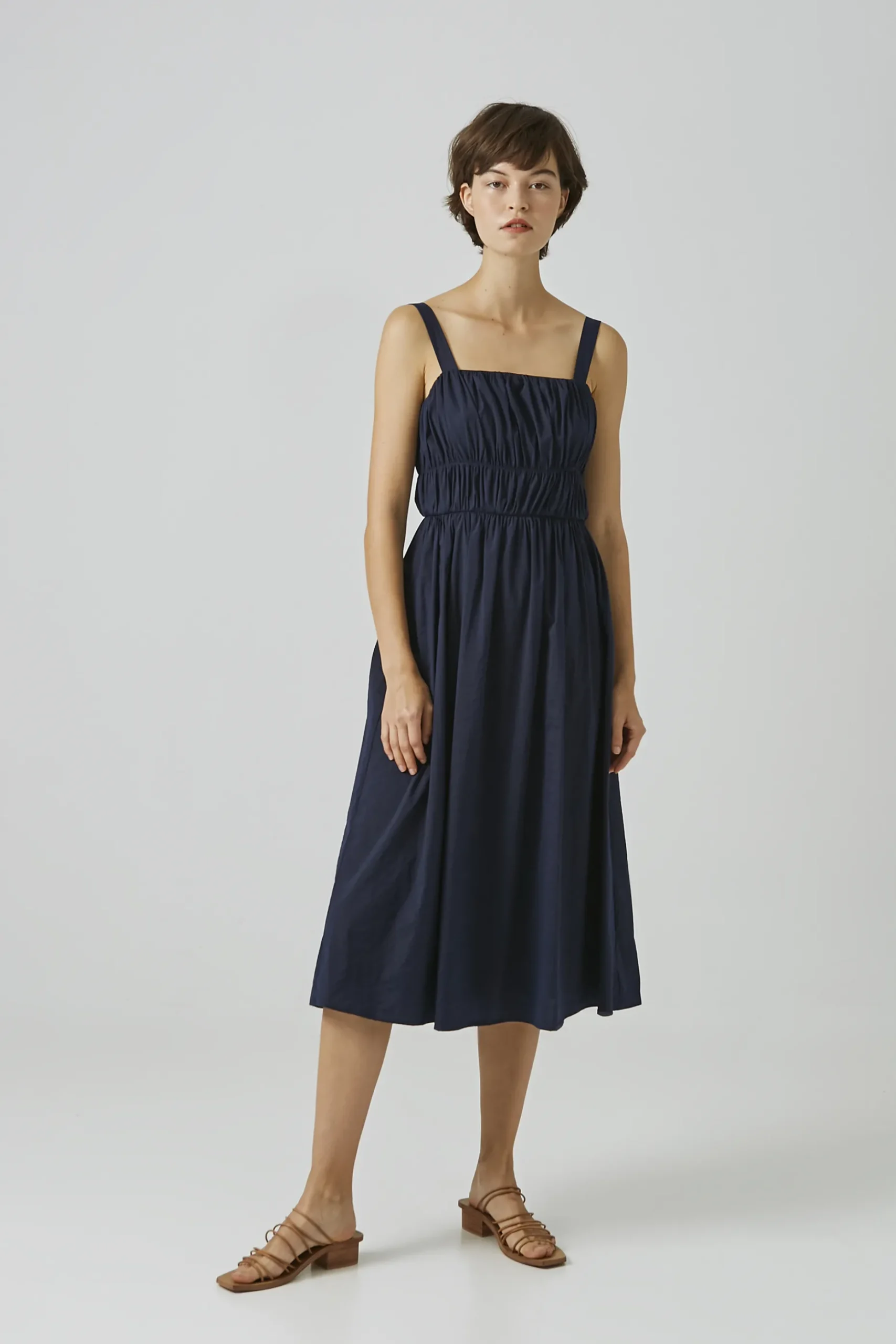 Gathered Seam Midi Dress