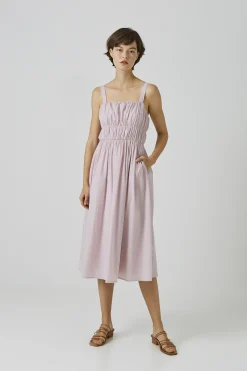 Gathered Seam Midi Dress