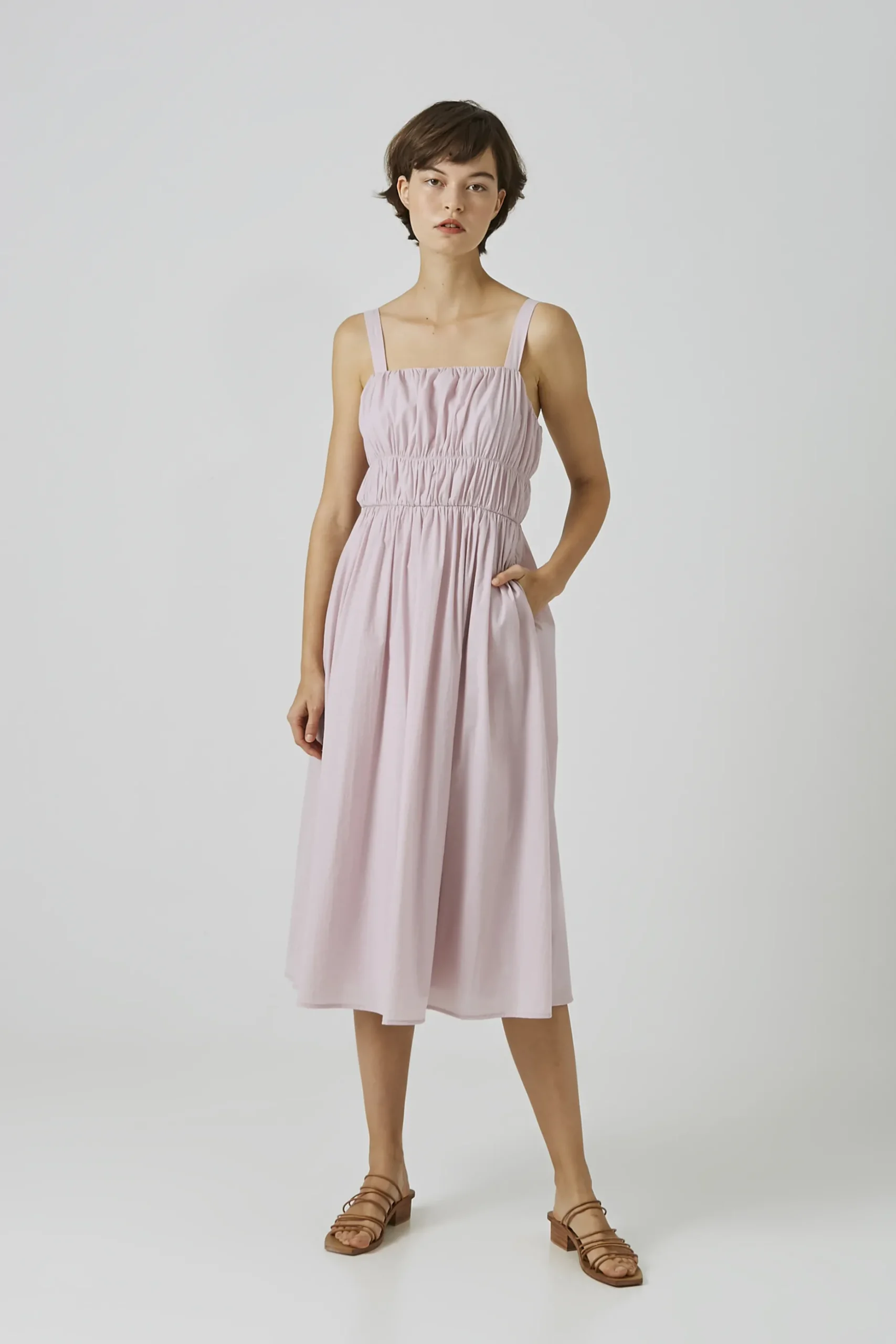 Gathered Seam Midi Dress
