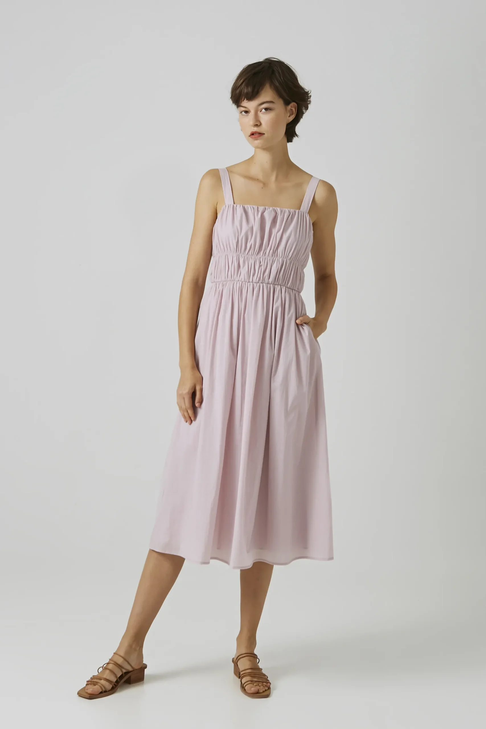 Gathered Seam Midi Dress