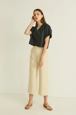 Gathered Shoulder Crop Top