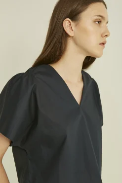 Gathered Shoulder Crop Top